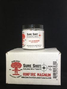 sure shot binary targets rimfire magnum 4 pack of half lb targets, applied kinetics, exploding target, binary target, binary targets, tannerite, kinetic target